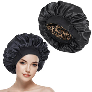 ROHAJSHOP Unisex Double Layered Satin Hair Bonnet for Sleep with Elastic Adjustable Strap, Protects Hairstyles & Moisture, Prevents Pillow Stains, Hand Washable