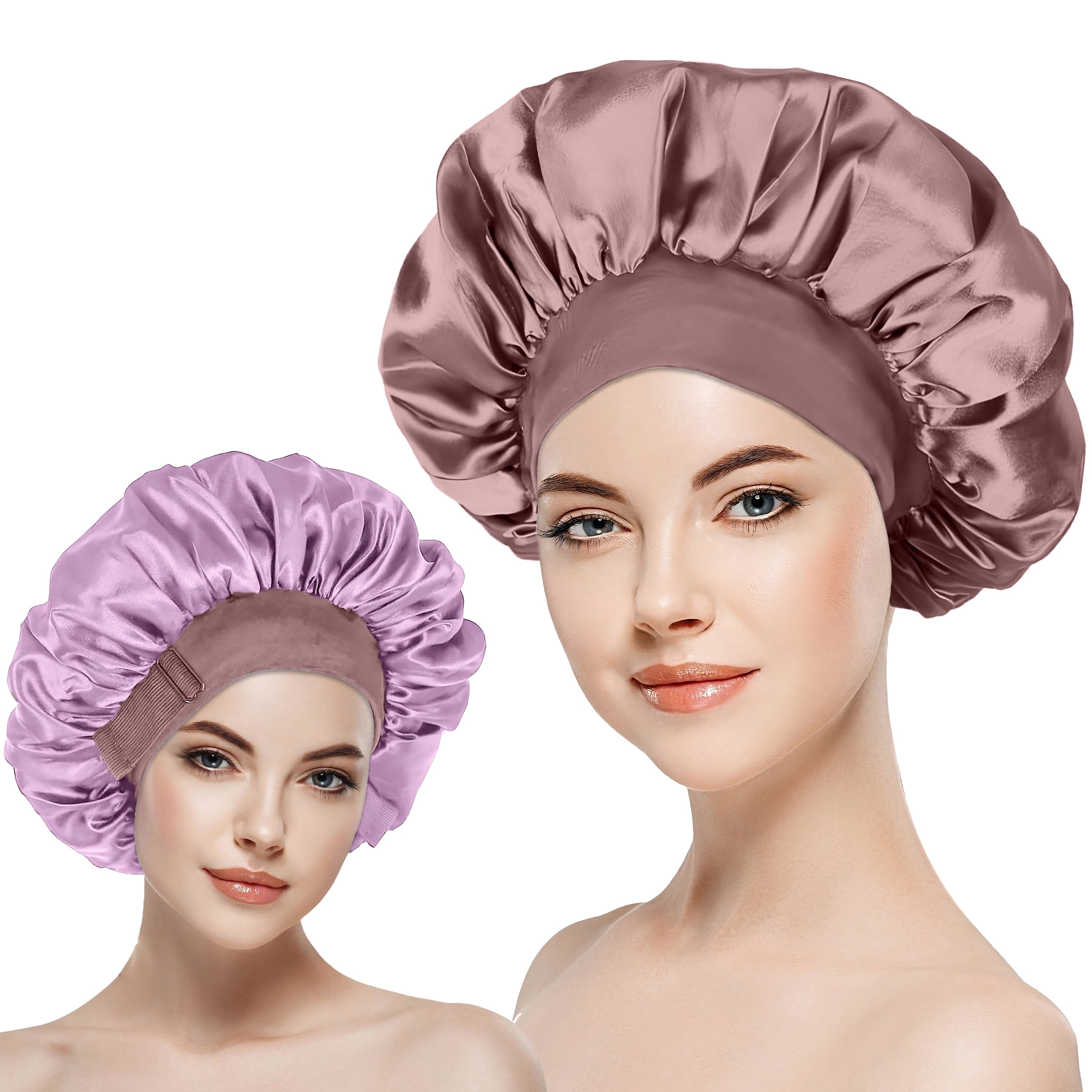 ROHAJSHOP Unisex Double Layered Satin Hair Bonnet for Sleep with Elastic Adjustable Strap, Protects Hairstyles & Moisture, Prevents Pillow Stains, Hand Washable