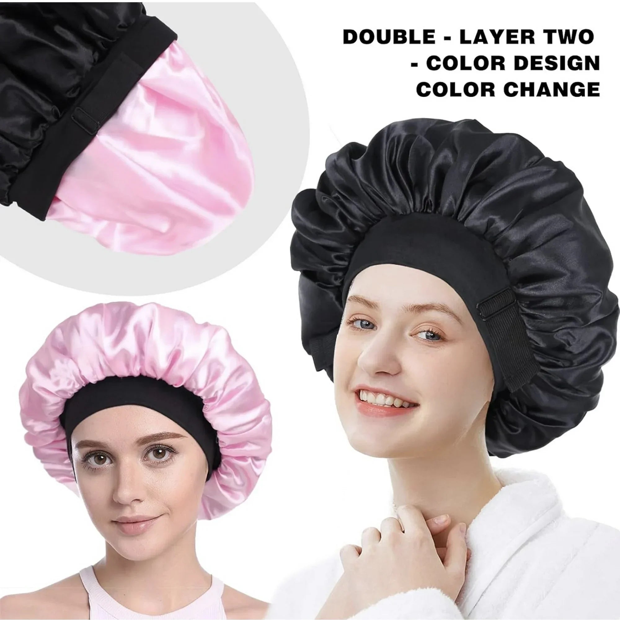ROHAJSHOP Silk Hair Bonnet with Wide Elastic Band
