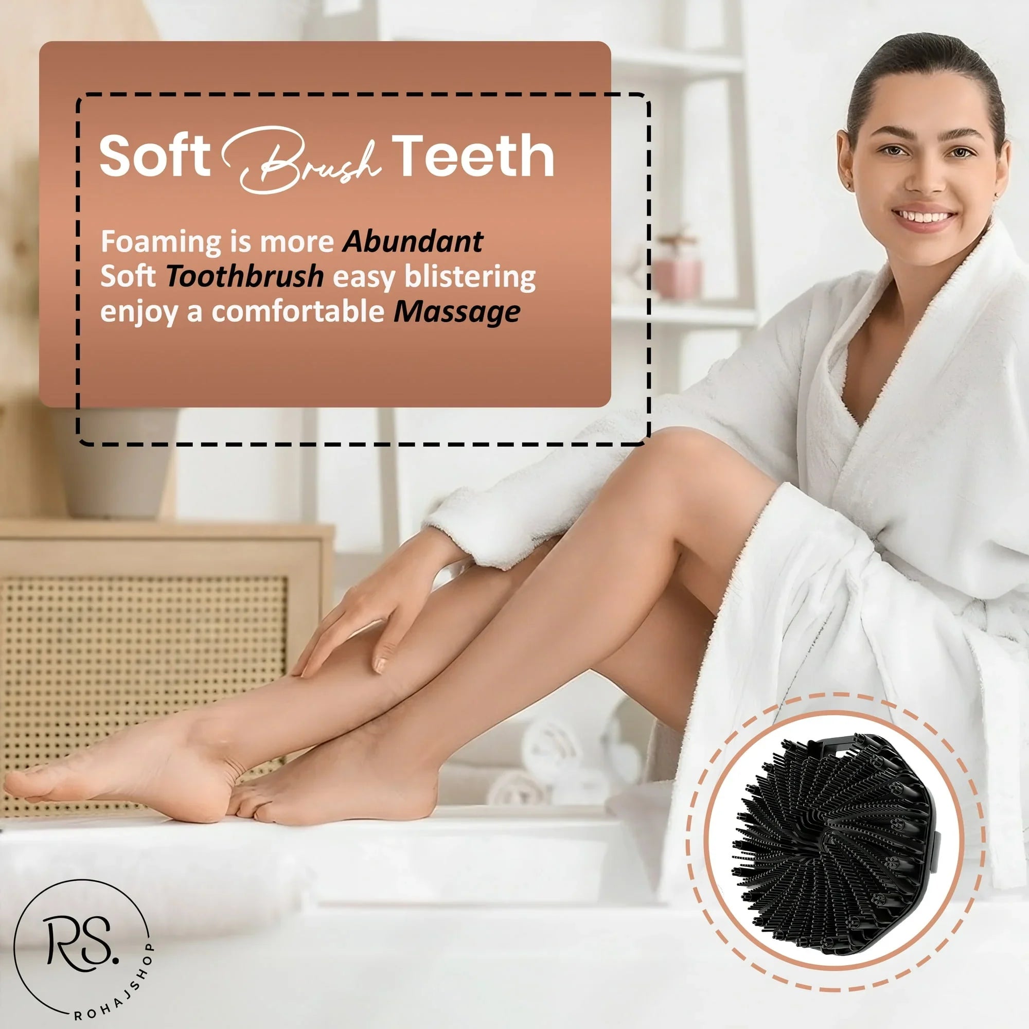 ROHAJSHOP Silicone Body Scrubber Exfoliating Bath Brush 4 Piece Set