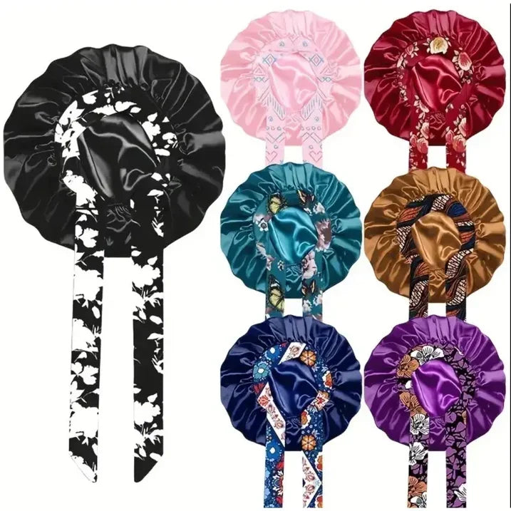 Printed Satin Sleeping Bonnet for Women