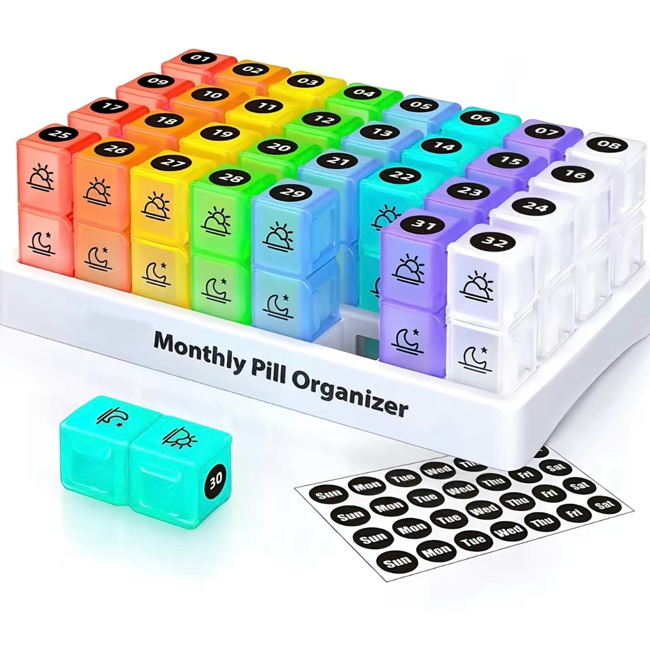 Portable Pill Organizer, 7 Large Compartments