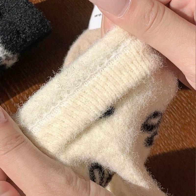 5 Pairs Women's Thick Warm Fuzzy Socks With Bow Design