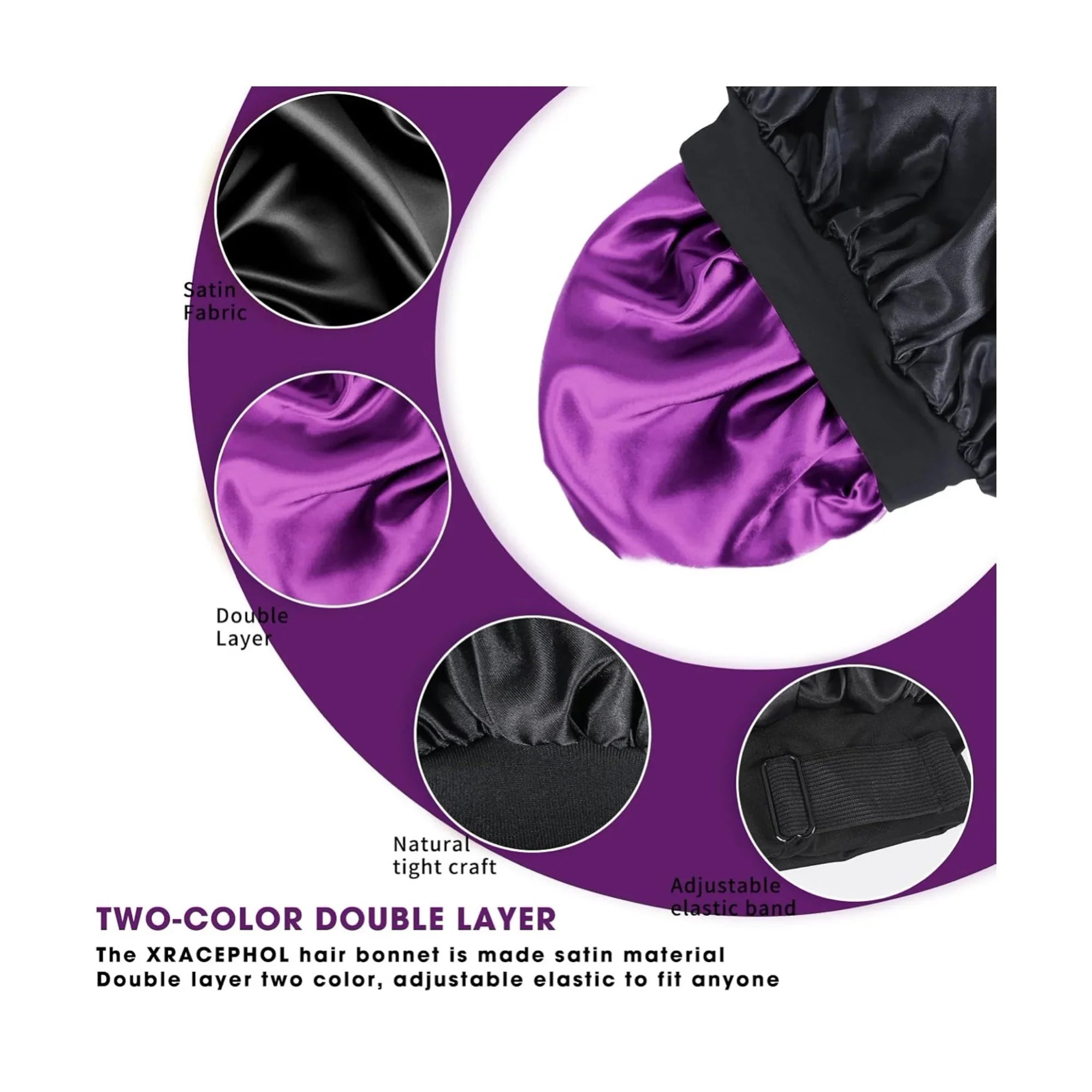 ROHAJSHOP Silk Hair Bonnet with Wide Elastic Band