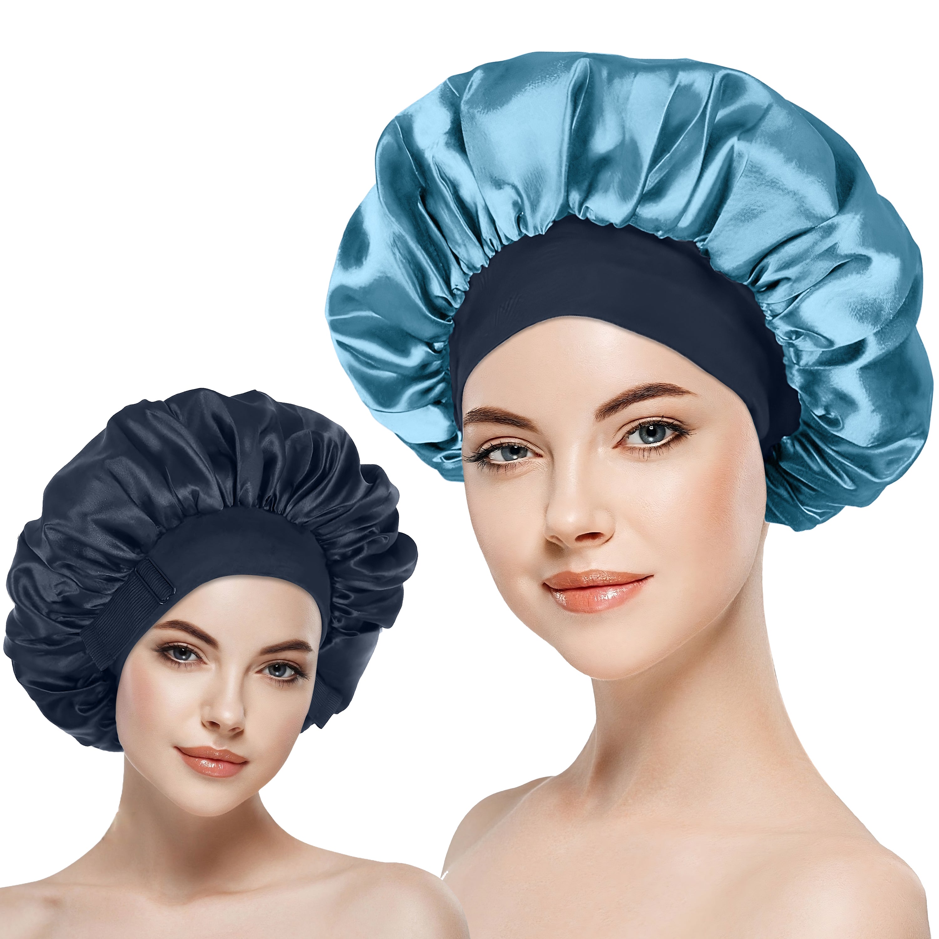 ROHAJSHOP Unisex Double Layered Satin Hair Bonnet for Sleep with Elastic Adjustable Strap, Protects Hairstyles & Moisture, Prevents Pillow Stains, Hand Washable