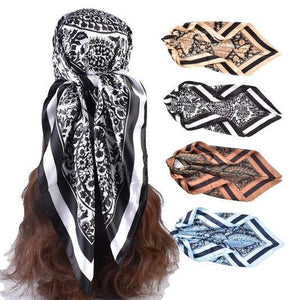 ROHAJSHOP 4 Pack Large Square Hair Scarf Silk Bandana for Women