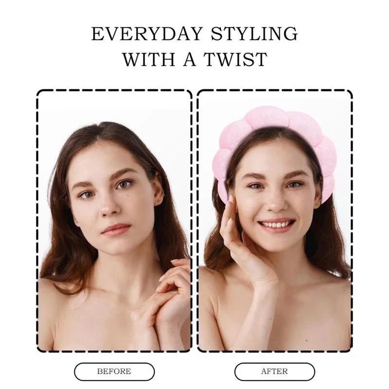 2 Pack Puffy Makeup Headbands with Wristbands Set