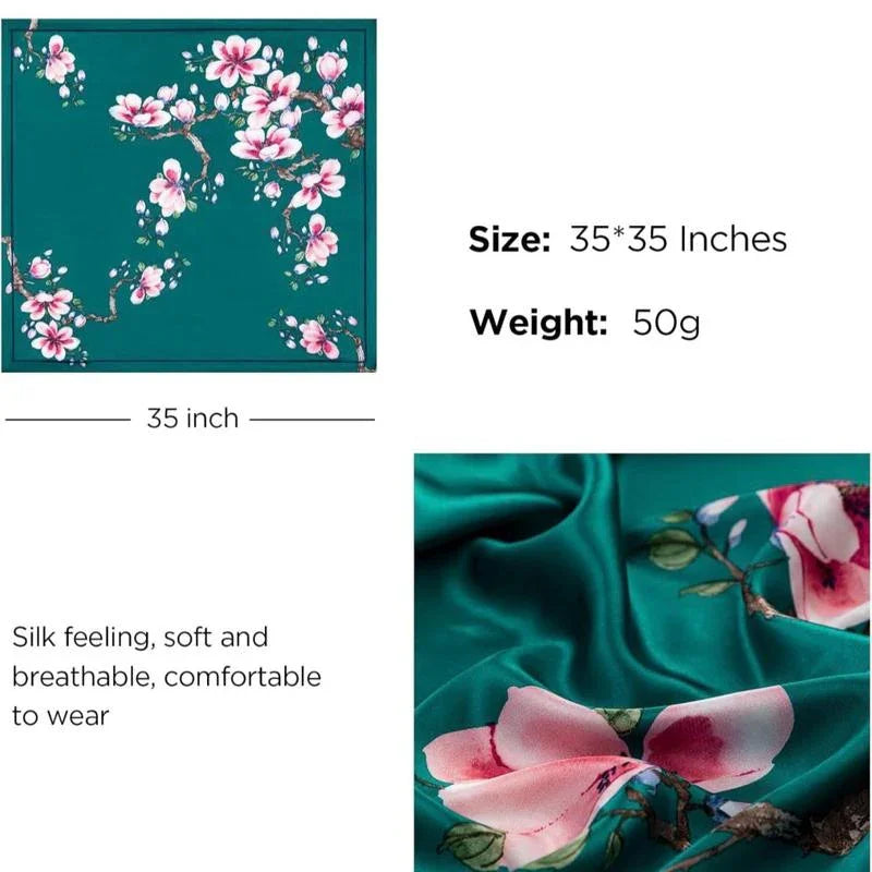 ROHAJSHOP 4 Pack Large Square Hair Scarf Silk Bandana for Women