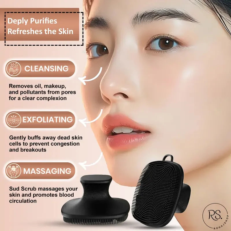 ROHAJSHOP Silicone Body Scrubber Exfoliating Bath Brush 4 Piece Set