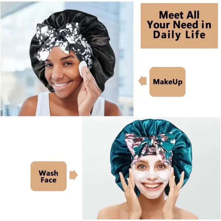 Printed Satin Sleeping Bonnet for Women