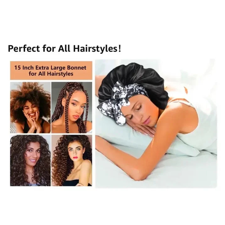 Printed Satin Sleeping Bonnet for Women