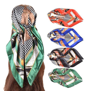 ROHAJSHOP 4 Pack Large Square Hair Scarf Silk Bandana for Women