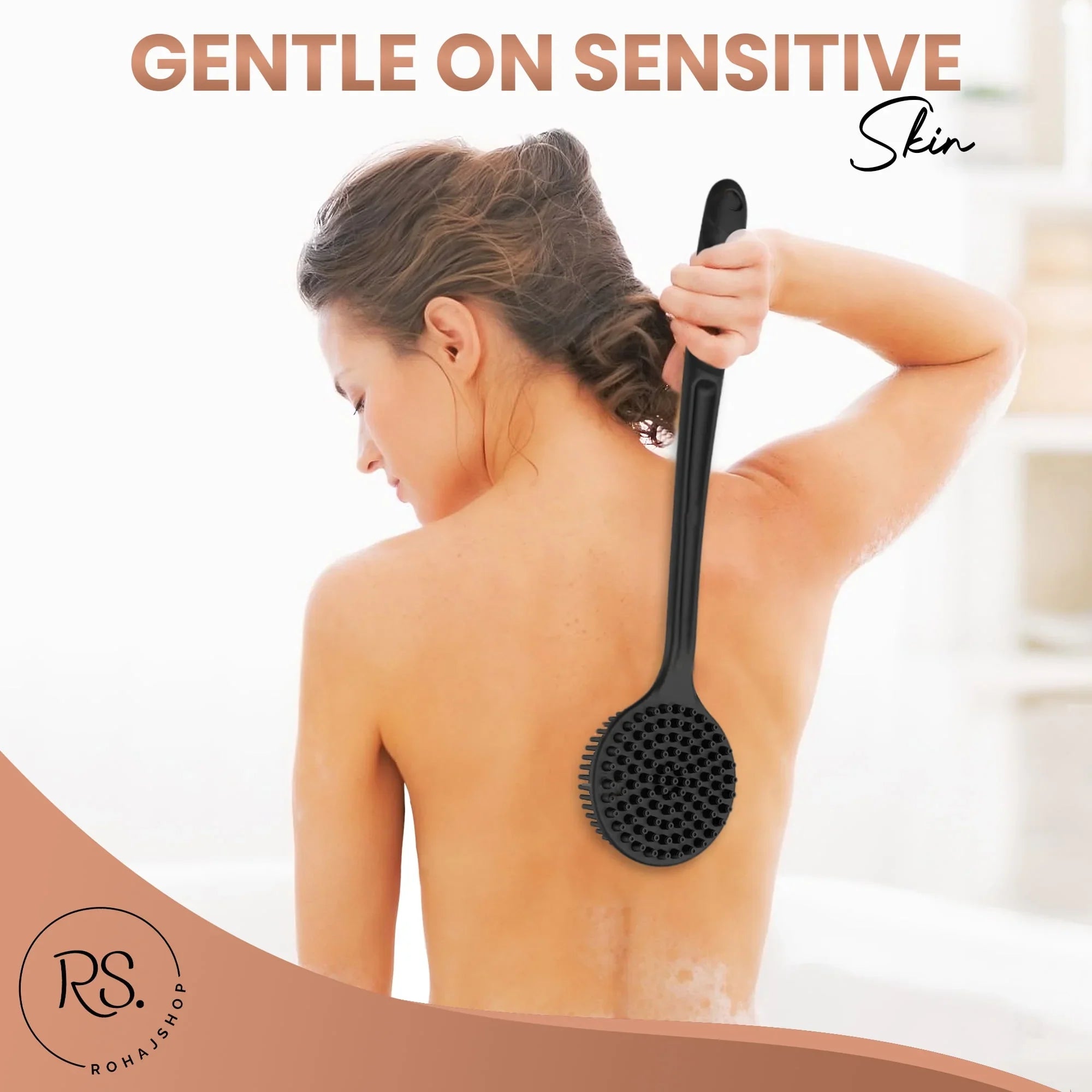 ROHAJSHOP Silicone Body Scrubber Exfoliating Bath Brush 4 Piece Set