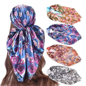 ROHAJSHOP 4 Pack Large Square Hair Scarf Silk Bandana for Women