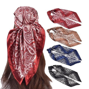 ROHAJSHOP 4 Pack Large Square Hair Scarf Silk Bandana for Women