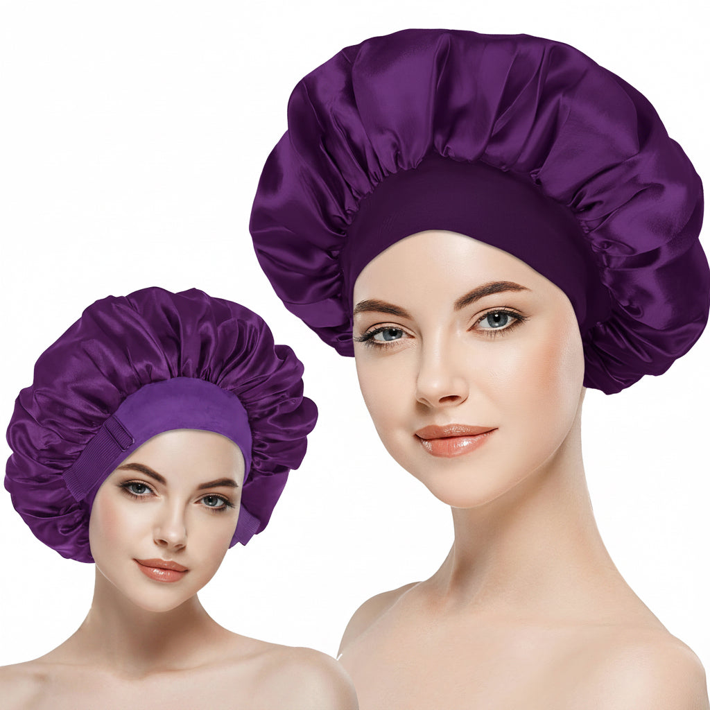 ROHAJSHOP Unisex Double Layered Satin Hair Bonnet for Sleep with Elastic Adjustable Strap, Protects Hairstyles & Moisture, Prevents Pillow Stains, Hand Washable