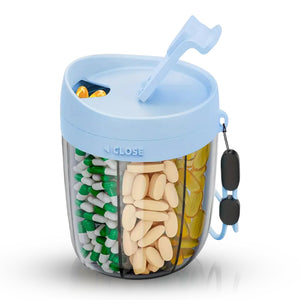 Large Black Pill Dispenser 6 Compartments Portable Anti Mix BPA Free Travel Organizer