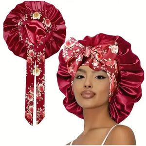 Printed Satin Sleeping Bonnet for Women