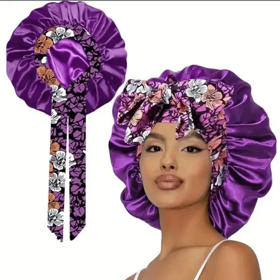 Printed Satin Sleeping Bonnet for Women