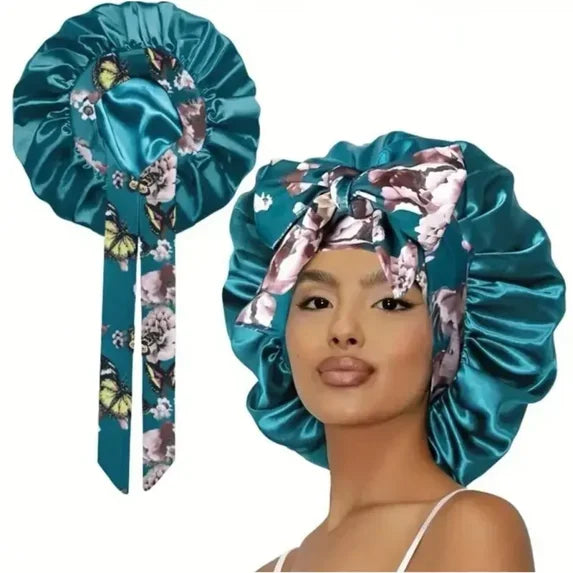 Printed Satin Sleeping Bonnet for Women