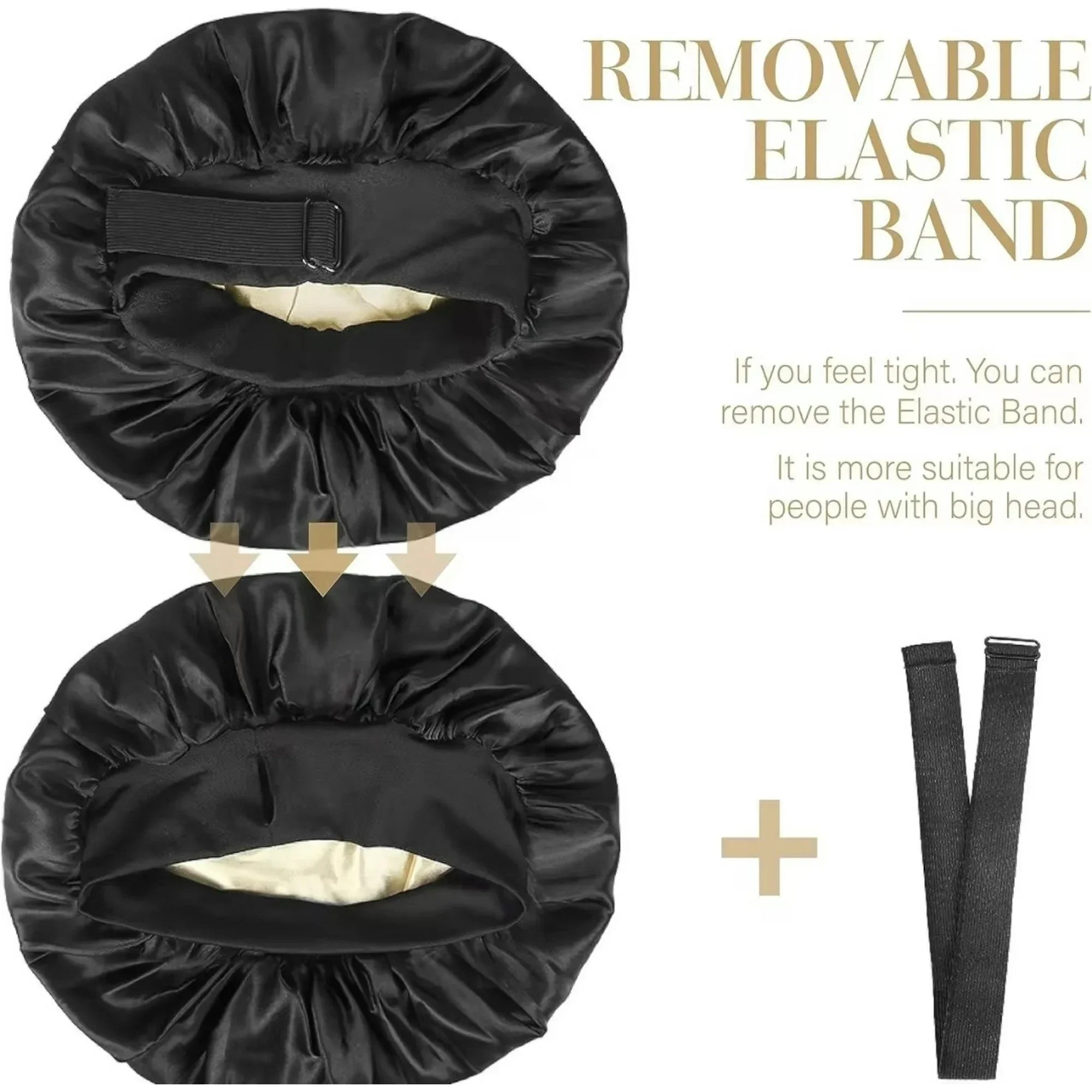 ROHAJSHOP Silk Hair Bonnet with Wide Elastic Band