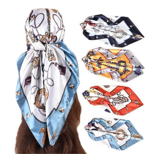 ROHAJSHOP 4 Pack Large Square Hair Scarf Silk Bandana for Women