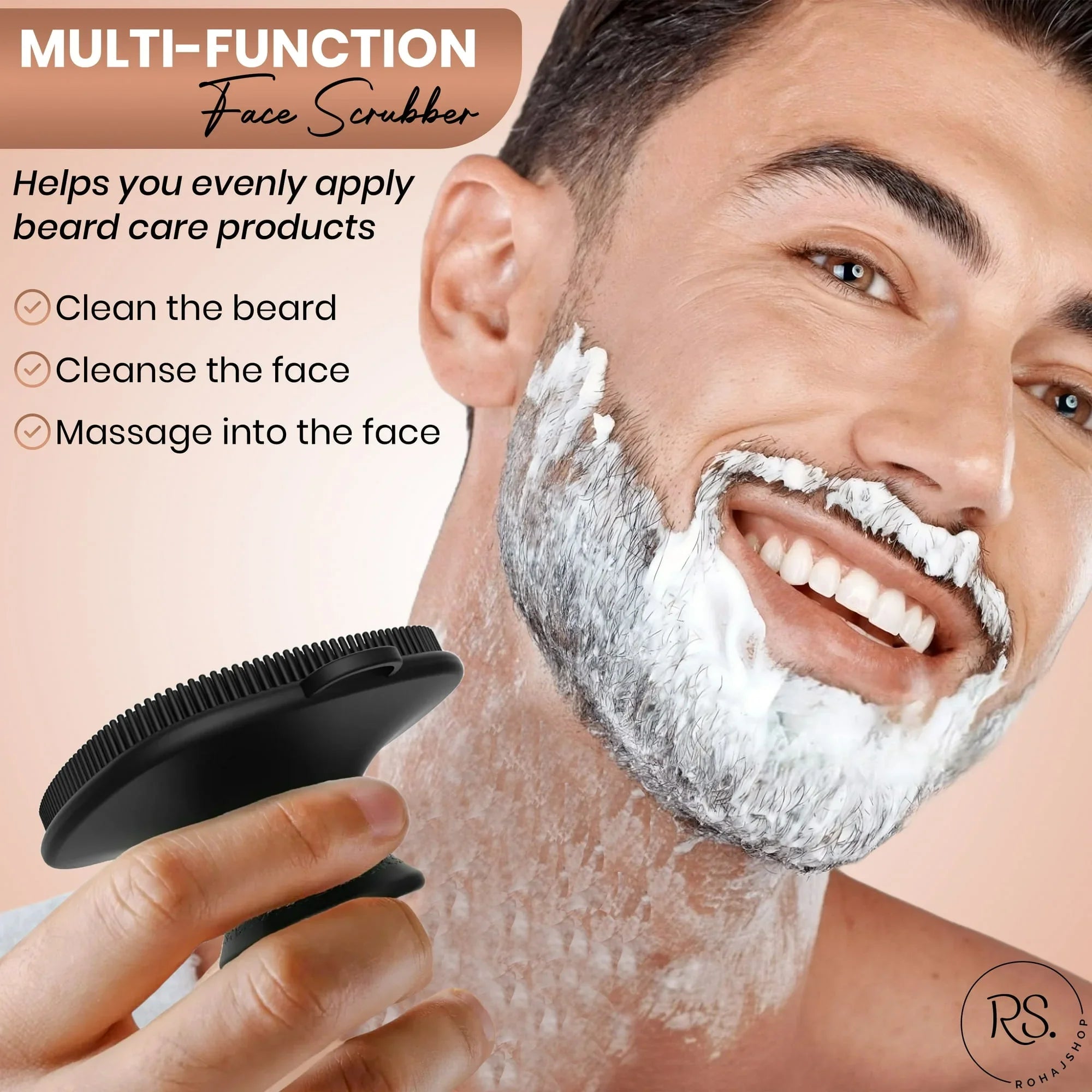 ROHAJSHOP Silicone Body Scrubber Exfoliating Bath Brush 4 Piece Set