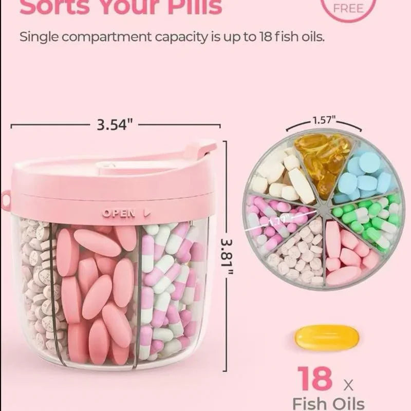 Portable Pill Organizer, 7 Large Compartments