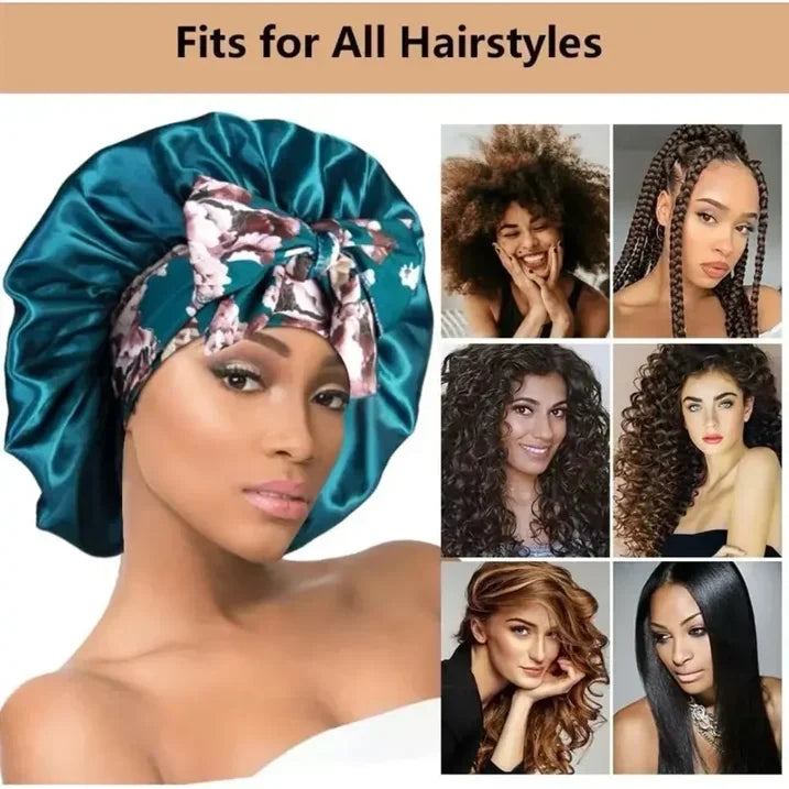 Printed Satin Sleeping Bonnet for Women