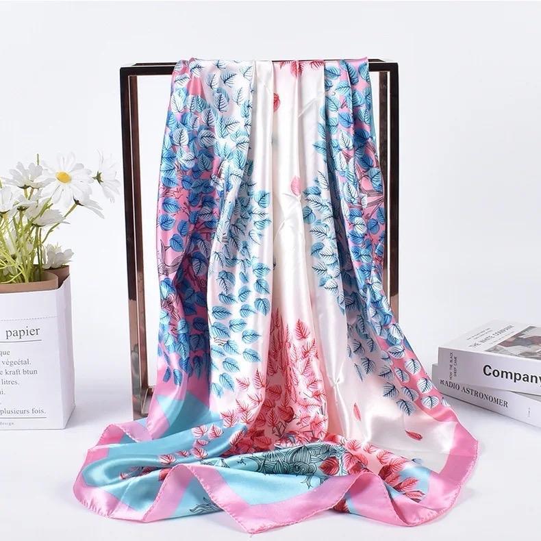 ROHAJSHOP 4 Pack Large Square Hair Scarf Silk Bandana for Women