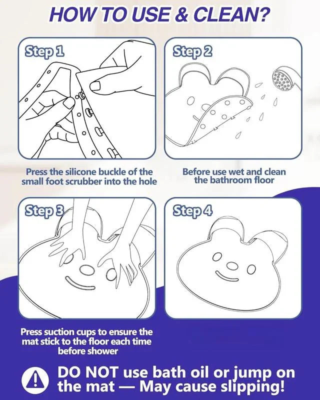 Shower Foot Scrubber Mat with Non-Slip Suction Cups