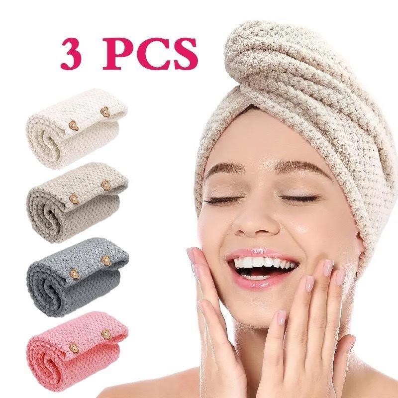 Premium Quick-Drying Microfiber Women's Hair Towel Wrap (Pack of 3)