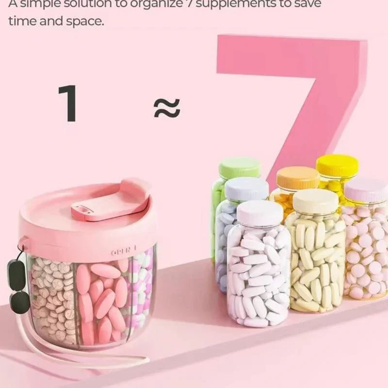 Portable Pill Organizer, 7 Large Compartments