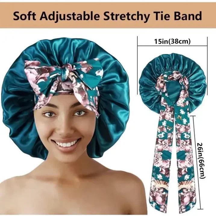 Printed Satin Sleeping Bonnet for Women